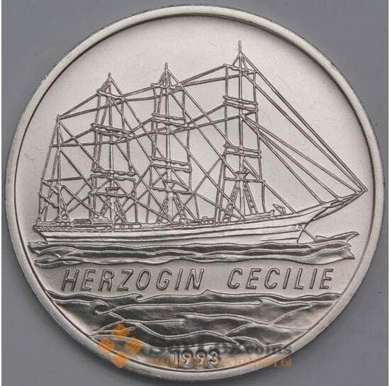 Конго монета 100 франков 1993 КМ18 BU Корабль Герцогин Сесили арт. 42735