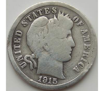 Монета США дайм 10 центов 1915 КМ113 F арт. 11472