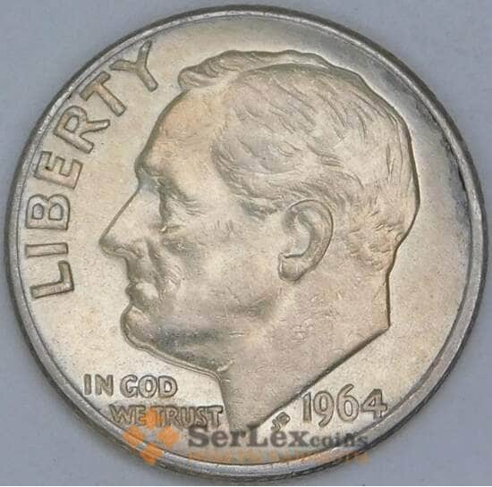 США дайм 10 центов 1964 D КМ195 aUNC арт. 56826