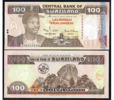 Свазиленд банкнота 100 эмалангени 2001 Р32 UNC  арт. 42479