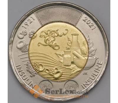 Монета Канада 2 доллара 2021 UNC Открытие Инсулина простая арт. 30776