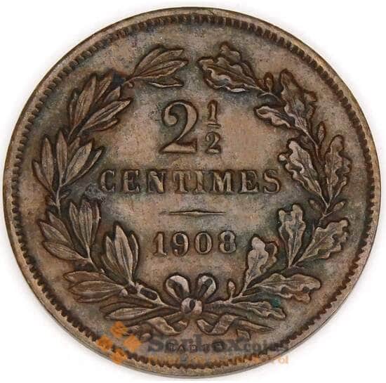 Люксембург 2 1/2 сантима 1908 КМ21 XF арт. 42798