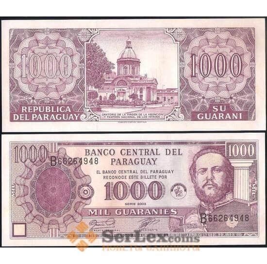 Парагвай 1000 гуарани 2003 Р214с UNC арт. 31277