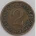 Монета Германия 2 пфеннига(рейхспфенниг) 1925 А КМ38 арт. 29507