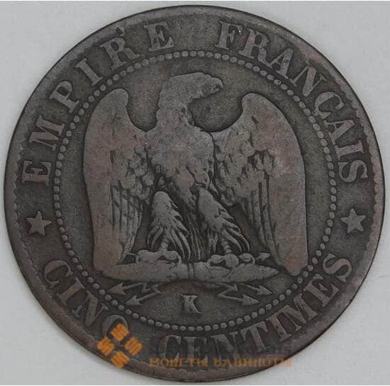 Франция 5 сантимов 1861 К КМ797 VG арт. 54908