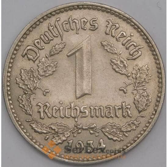 Германия монета 1 рейхсмарка 1934 J КМ78 aUNC арт. 43863