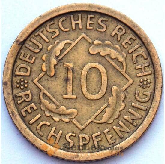 Германия 10 пфеннигов 1929 J КМ40 XF (J05.19) арт. 16805