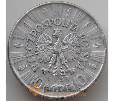 Монета Польша 10 злотых 1939 Y29 VF+ Маршал Пилсудский арт. 14118
