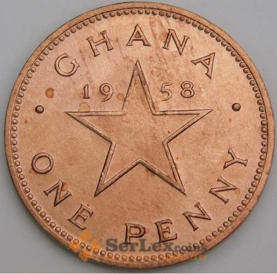 Гана монета 1 пенни 1958 КМ2 UNC арт. 46352