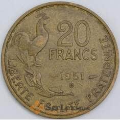 Франция 20 франков 1951 B КМ917.2 VF-XF арт. 57333