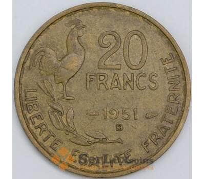 Франция 20 франков 1951 B КМ917.2 VF- XF арт. 57333