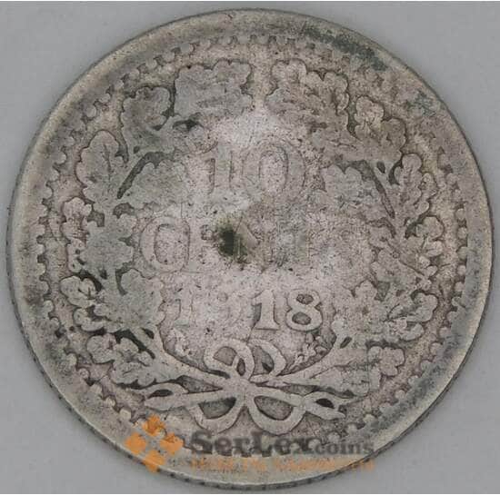 Нидерланды 10 центов 1918 КМ145 VG арт. 53743