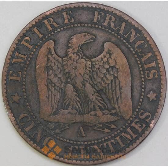 Франция 5 сантимов 1864 А КМ797 F арт. 55056