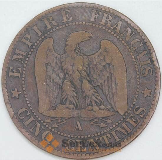 Франция 5 сантимов 1864 А КМ797 F арт. 55056