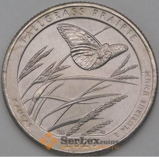 США 25 центов 2020 UNC 55 Парк Канзас, заповедник Толлграсс-Прери P арт. 26329