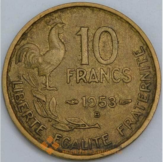 Франция 10 франков 1953 B КМ915.2 VF-XF арт. 57338