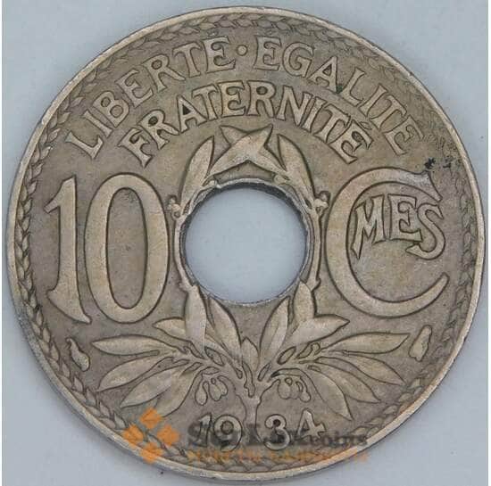 Франция 10 сантимов 1934 КМ866a XF  арт. 57026