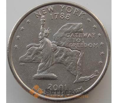 Монета США 25 центов 2001 D XF Нью-Йорк арт. 11557