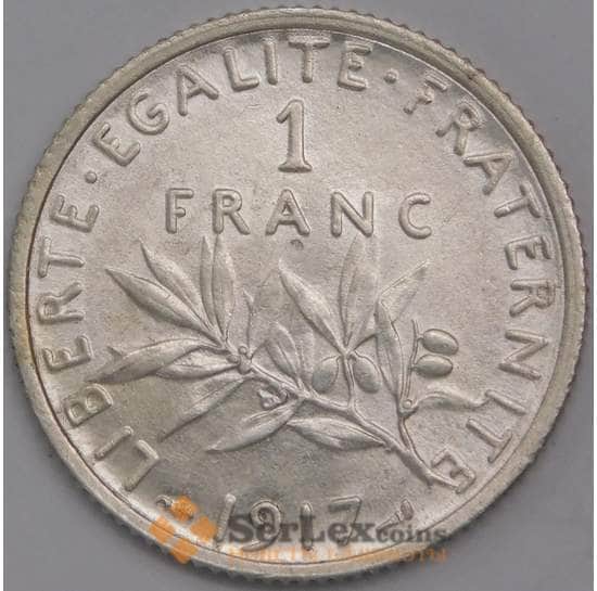 Франция 1 франк 1917 КМ844.1 aUNC арт. 40644