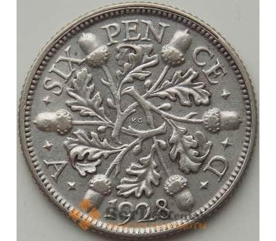 Монета Великобритания 6 пенсов 1928 КМ832 XF арт. 12079