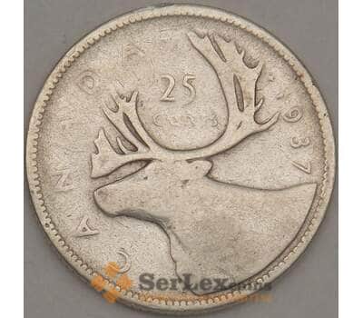 Монета Канада 25 центов 1937 F Серебро арт. 21723