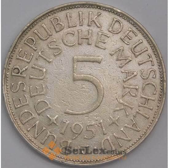 Германия монета 5 марок 1951 J КМ112 VF арт. 42753
