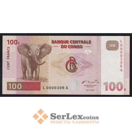 Конго 100 франков 1997 Р90 UNC печать NBBPW арт. 52815