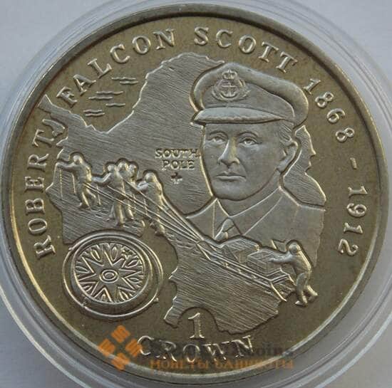 Мэн остров 1 крона 1999 КМ957 BU Роберт Скотт арт. 13643