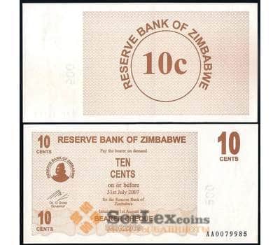 Банкнота Зимбабве 10 центов 2006 Р35 UNC арт. 37232