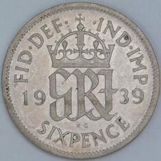 Великобритания 6 пенсов 1939 КМ852 F арт. 56824