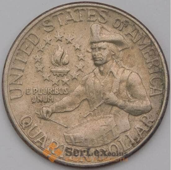 США 25 центов 1976 D КМ204 VF Барабанщик  арт. 38199