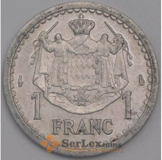 Монако монета 1 франк 1943 КМ120 XF арт. 14603