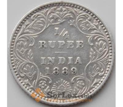 Монета Британская Индия 1/4 рупии 1889 КМ490 XF арт. 11985