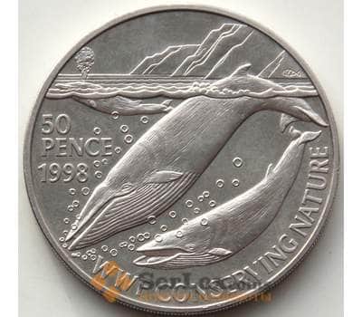 Монета Святая Елена 50 пенсов 1998 BU КМ16 Синий кит WWF арт. 13005