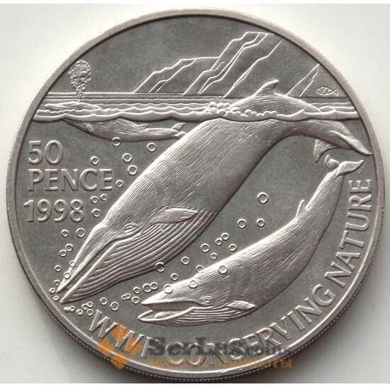 Святая Елена 50 пенсов 1998 BU КМ16 Синий кит WWF арт. 13005