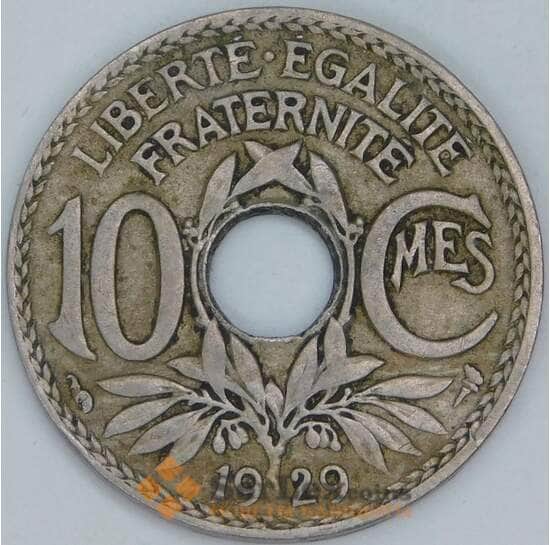 Франция 10 сантимов 1929 КМ866a VF арт. 57027