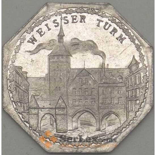 Германия Нюрнберг 20 пфеннигов 1921 Proof WEISSER TURM (j05.19) арт. 19950