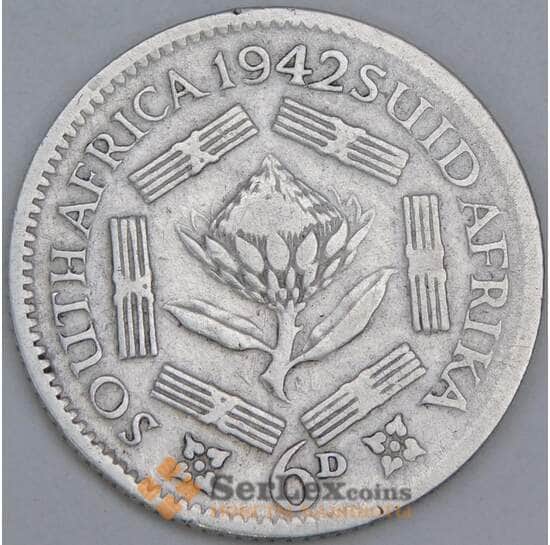 Южная Африка ЮАР 6 пенсов 1942 КМ27 F  арт. 57087