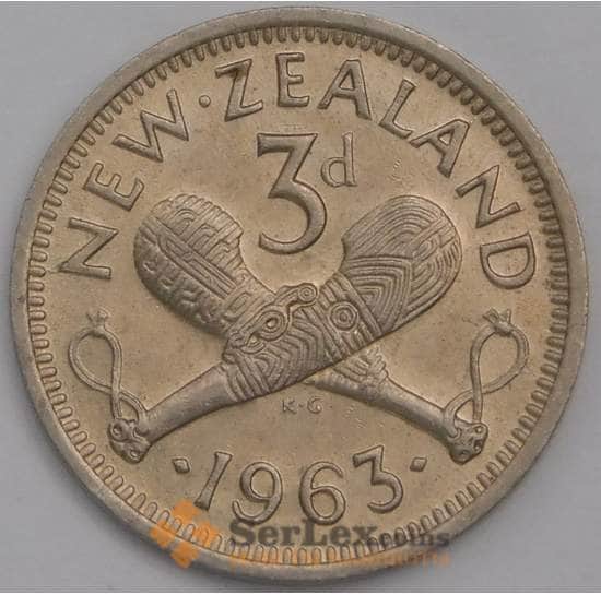 Новая Зеландия 3 пенса 1963 КМ25.2 UNC арт. 40121