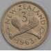 Монета Новая Зеландия 3 пенса 1963 КМ25.2 UNC арт. 40121