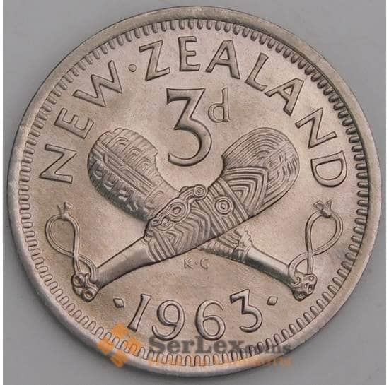 Новая Зеландия 3 пенса 1963 КМ25.2 UNC арт. 40121