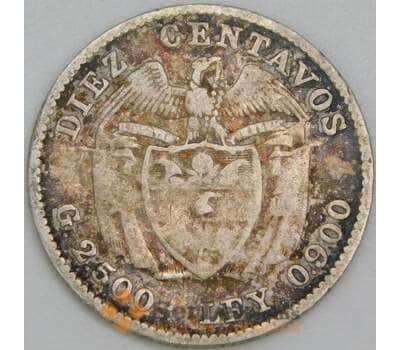Колумбия 10 cентаво 1913 КМ196.1 F арт. 56729
