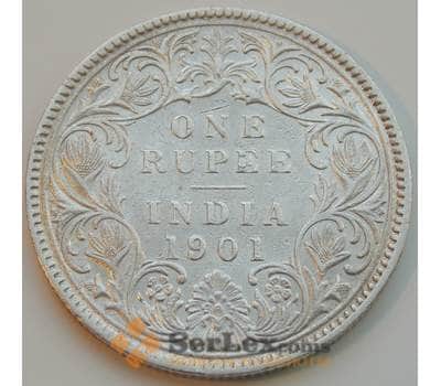 Монета Британская Индия 1 рупия 1901 КМ492 VF Серебро арт. 8805