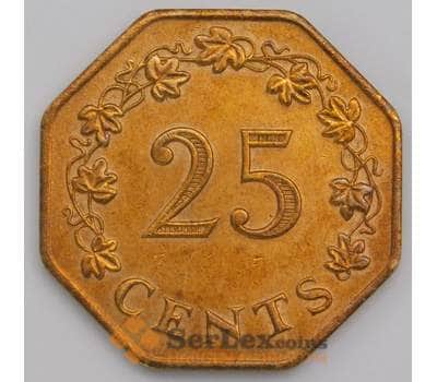 Мальта монета 25 центов 1975 КМ29 UNC арт. 41452