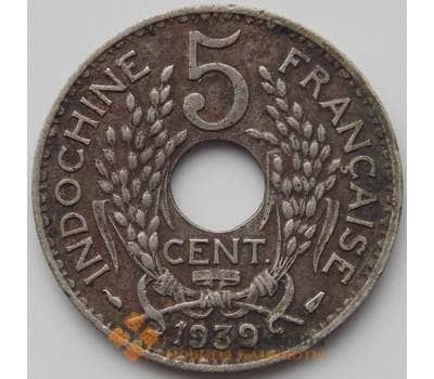 Монета Французский Индокитай 5 сантимов 1938-1939 КМ18.1а VF арт. 11434