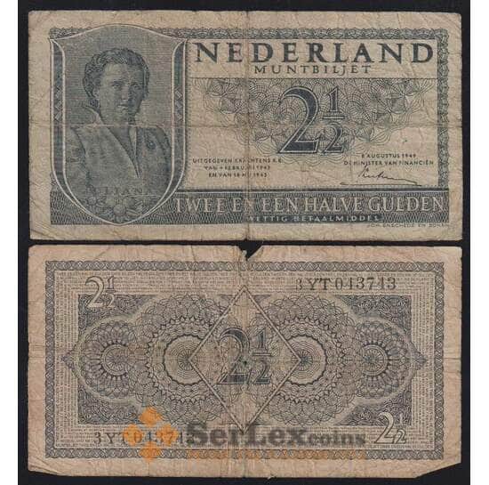 Нидерланды 2 1/2 гульдена 1949 Р73 G-VG арт. 53550