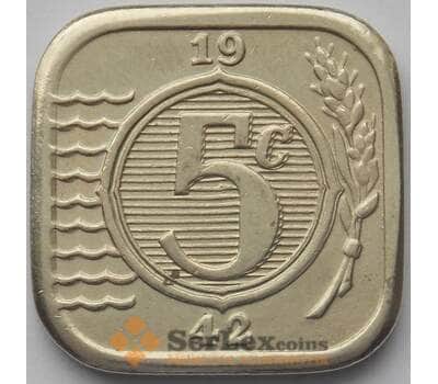 Монета Нидерланды 5 центов 1942 XF медно-никель (J05.19) арт. 17296