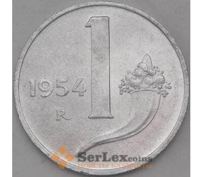 Монета Италия 1 лира 1954 КМ91 UNC арт. 15867