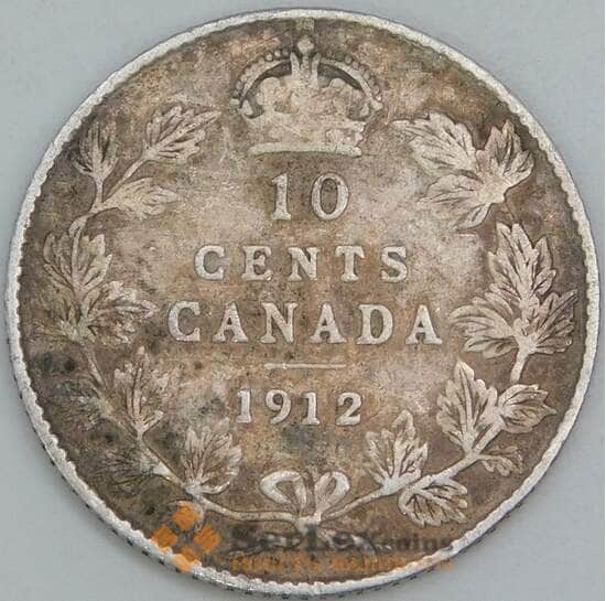 Канада 10 центов 1912 КМ23 F арт. 56568 Канада 10 центов 1912 КМ23 F арт. 56568