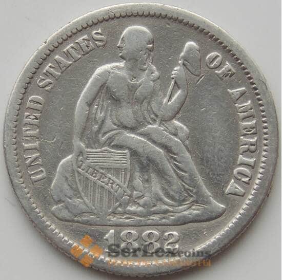 США дайм 10 центов 1882 КМ А92 VF- арт. 11455